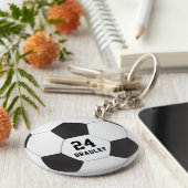 Voettekst Football | Personeelsnummer Sleutelhanger (Zijkant)