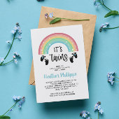 Voetvingerafdrukken van Rainbow Boy Twins Blue Bab Kaart