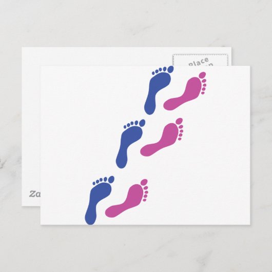 voetvoetafdruk print voetafdruk voetafdruk briefkaart (Voorkant / Achterkant)