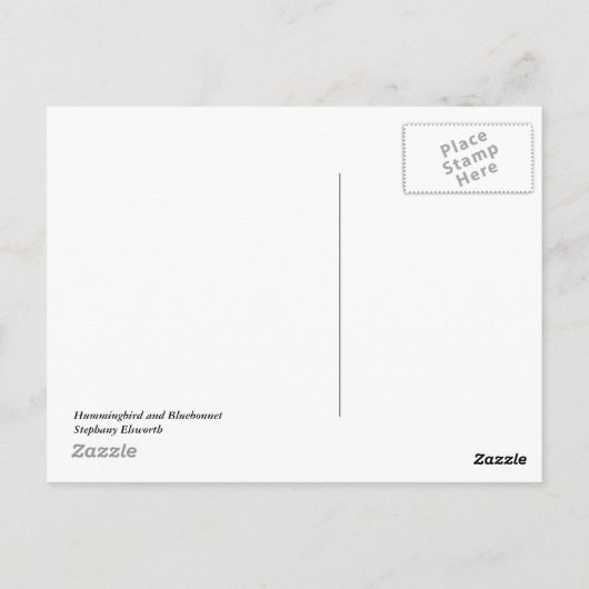 Voetvogel en Bluebonnet Briefkaart (Achterkant)