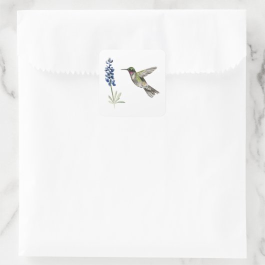 Voetvogel en Bluebonnet Vierkante Sticker (Tas)