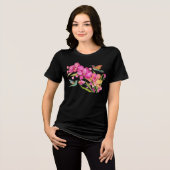 Voetvogel en orchideeën Tri-Blend shirt (Voorkant volledig)