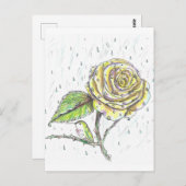 Voetvogel en Roos in de Regen Tekening Briefkaart (Voorkant / Achterkant)