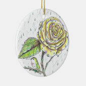 Voetvogel en Roos in de Regen Tekening Keramisch Ornament (Rechts)