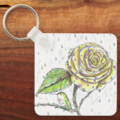 Voetvogel en Roos in de Regen Tekening Sleutelhang Sleutelhanger (Voorkant)