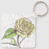 Voetvogel en Roos in de Regen Tekening Sleutelhang Sleutelhanger (Achterkant)