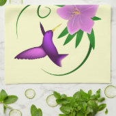 Voetvogel met roze bloem theedoek (Gevouwen)