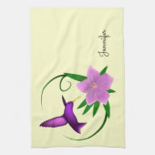 Voetvogel met roze bloem theedoek (Verticaal)