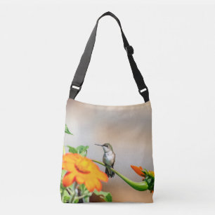 Voetvogel op een bloeiend plant crossbody tas
