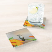 Voetvogel op een bloeiend plant glazen onderzetter (Schuin)