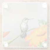 Voetvogel op een bloeiend plant glazen onderzetter (Achterkant)