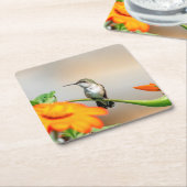Voetvogel op een bloeiend plant kartonnen onderzetters (Schuin)