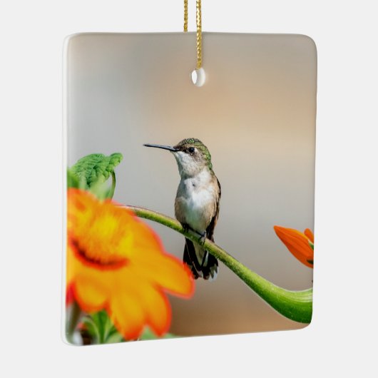 Voetvogel op een bloeiend plant keramisch ornament (Rechts)