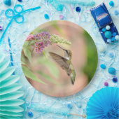 Voetvogel op een bloeiend plant papieren bordje (Feest)