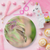 Voetvogel op een bloeiend plant papieren bordje (Feest)