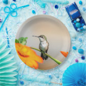 Voetvogel op een bloeiend plant papieren bordje (Feest)