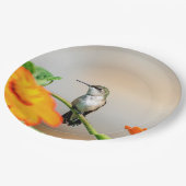 Voetvogel op een bloeiend plant papieren bordje (Gekanteld)