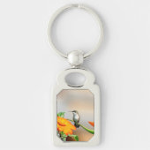 Voetvogel op een bloeiend plant sleutelhanger (Voorkant)