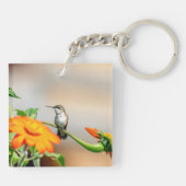 Voetvogel op een bloeiend plant sleutelhanger (Achterkant)