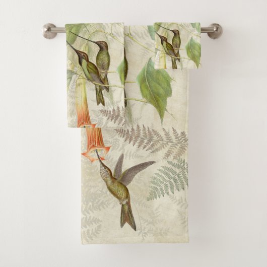 Voetvogel Vogels Ferns Flowers Bath Towel Set Bad Handdoek (Insitu)