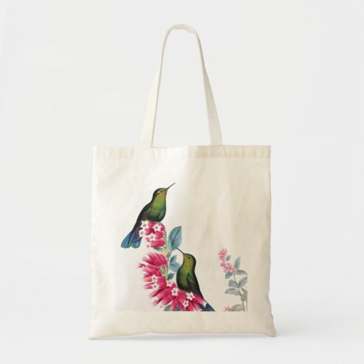 Voetvogels en bloemen oude beeldzak tote bag (Voorkant)