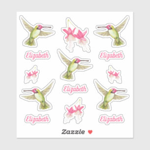 Voetvogels en Fuchsia Flower Blossom Vinyl Sticker