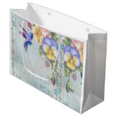 Voetvogels en paarse bloemen groot cadeauzakje (Voorkant Gekanteld)