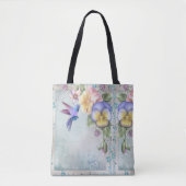 Voetvogels en paarse bloemen tote bag (Voorkant)