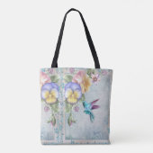 Voetvogels en paarse bloemen tote bag (Achterkant)