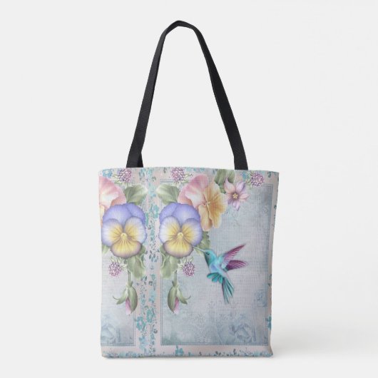 Voetvogels en paarse bloemen tote bag (Achterkant)