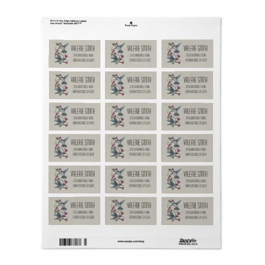 Voetvogels en wijnstokken etiket (Full Sheet)