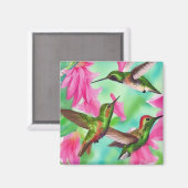 Voetvogels in bloemen waterverf vreugde magneet (Voorkant / Achterkant)