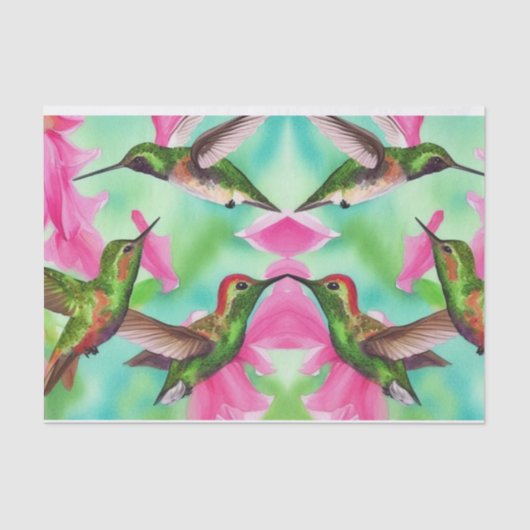 Voetvogels in bloemen waterverf vreugde tissuepapier (Voorkant)