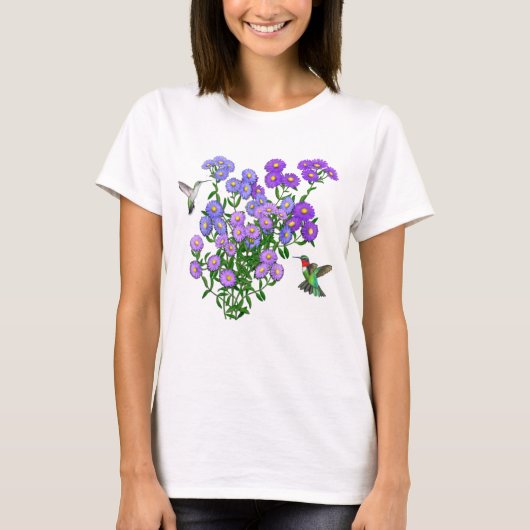 Voetvogels op Aster Flowers Dames Raglan Sweats T-shirt (Voorkant)