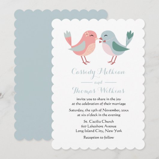 Voetvogels Roze en Blauwe Vogels Kaart (Voorkant / Achterkant)