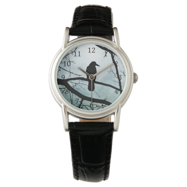 vogel 77 Crow Raven Horloge (Voorkant)