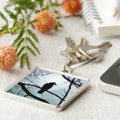 vogel 77 Crow Raven Sleutelhanger (Zijkant)