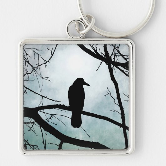 vogel 77 Crow Raven Sleutelhanger (Voorkant)