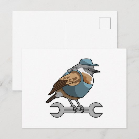 Vogel als Ambachtsman met Sleutel Briefkaart (Voorkant / Achterkant)