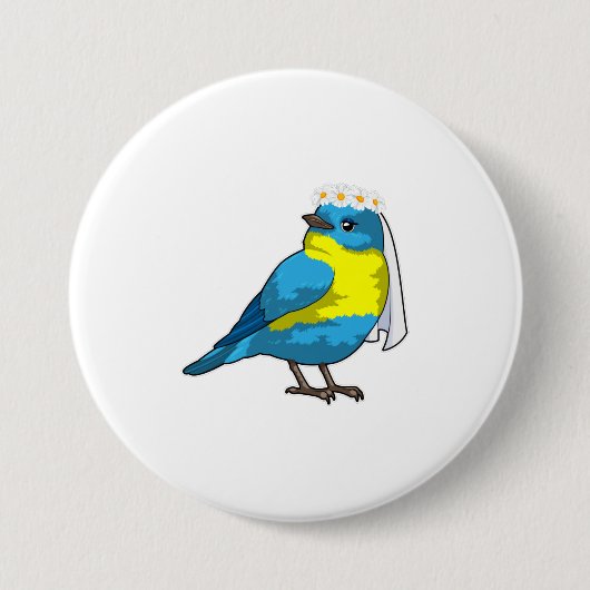 Vogel als Bride met de adem van bloemen Ronde Button 7,6 Cm (Voorkant)
