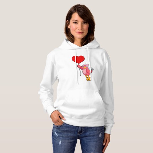 Vogel als Bride met Veil & Heart Ballon Hoodie (Voorkant volledig)