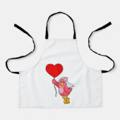 Vogel als Bride met Veil & Heart Ballon Schort (Voorkant)