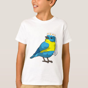 Vogel als bruid met bloemenkrans t-shirt
