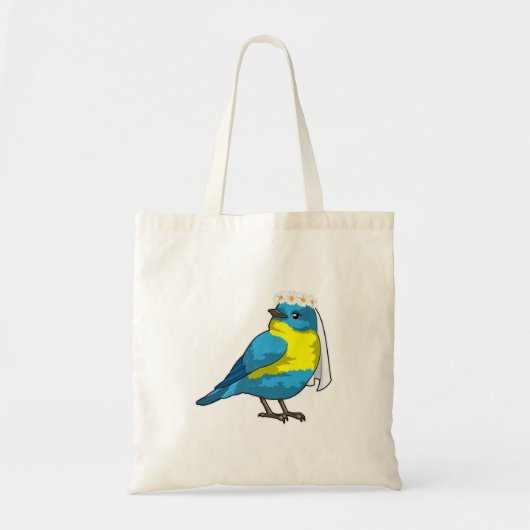 Vogel als bruid met bloemenkrans tote bag (Voorkant)