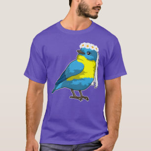 Vogel als bruid met krans van bloemen meisje t-shirt