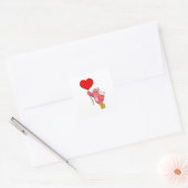 Vogel als bruid met sluier en hartballon vierkante sticker (Envelop)