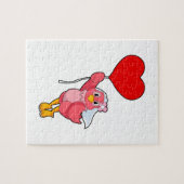 Vogel als Bruid met Sluier & Hartballon Legpuzzel (Horizontaal)