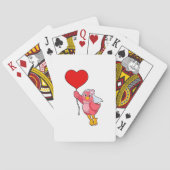 Vogel als bruid met sluier & hartballon pokerkaarten (Achterkant)