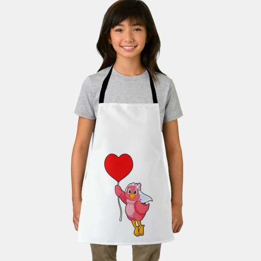 Vogel als bruid met sluier & hartballon schort (Insitu)