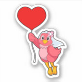 Vogel als bruid met sluier & hartballon sticker (Voorkant)